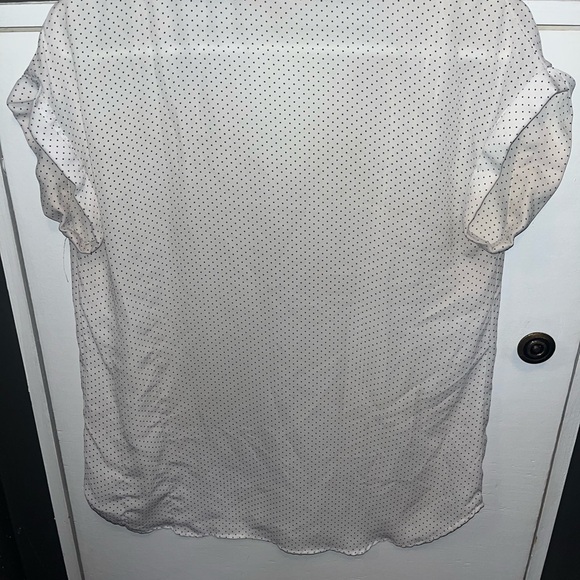 White Shear Button Down Black Polka Dot Blouse by Philosophy, Sz S, Gently LOVED - Picture 4 of 6